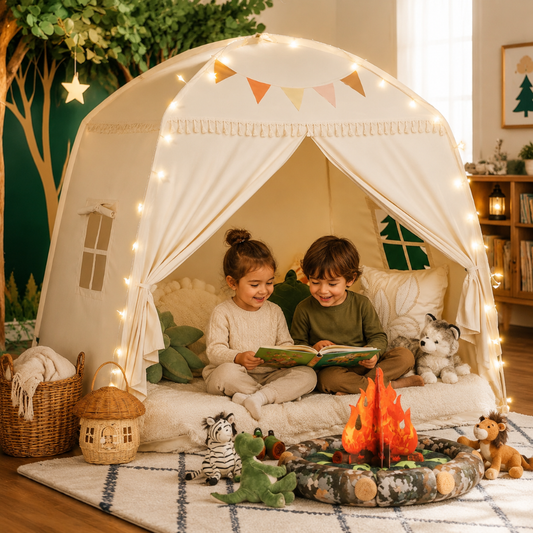 Little Teekie Teepee Tent for Kids with Star Lights and Flags