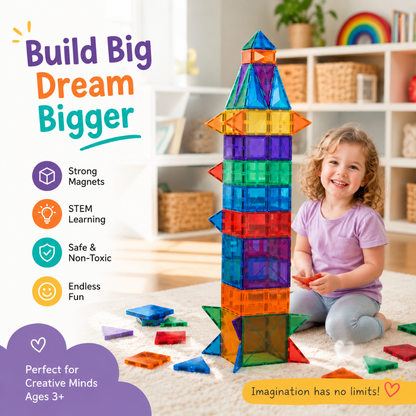 Little Teekie Rainbow Magnetic Building Tiles Set