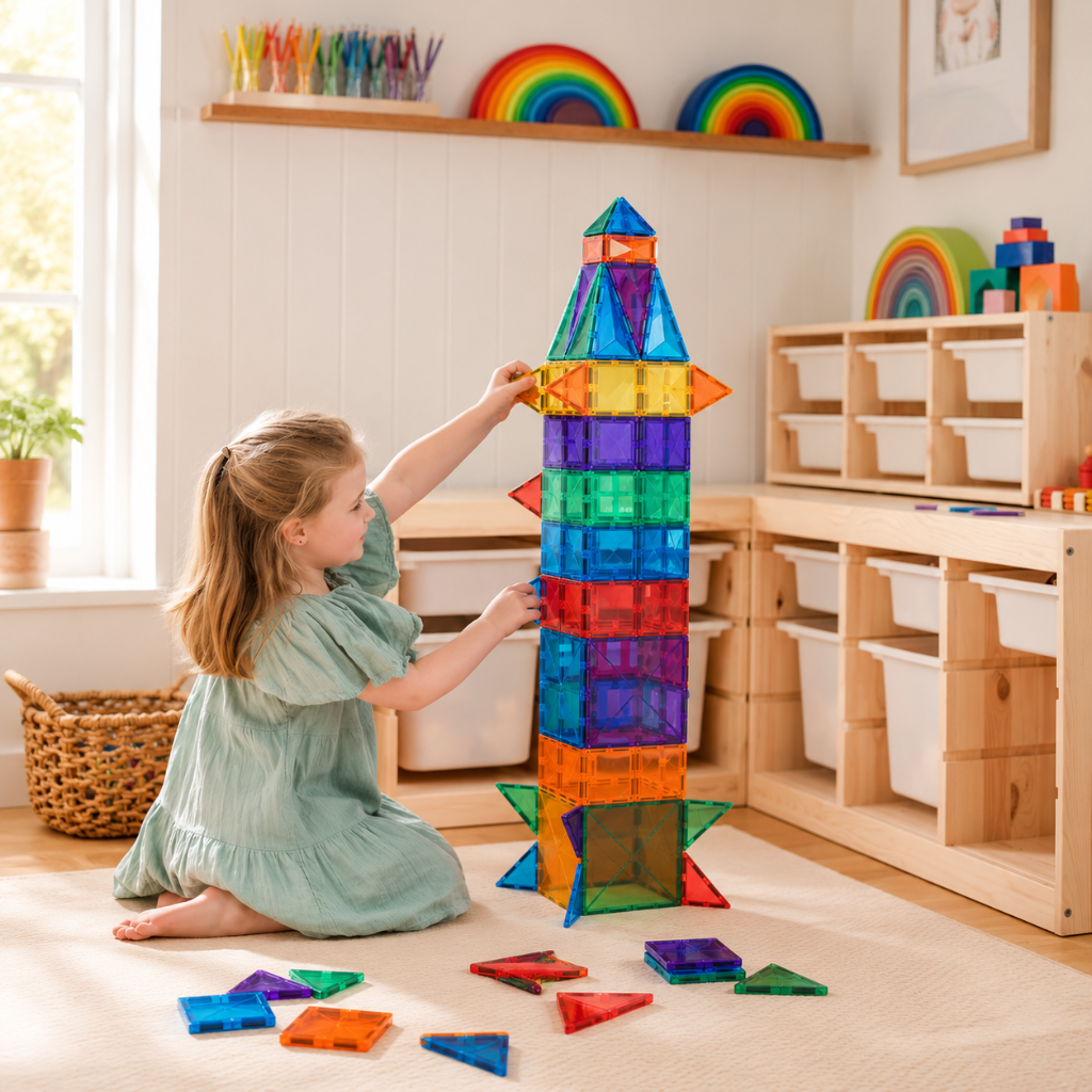 Little Teekie Rainbow Magnetic Building Tiles Set