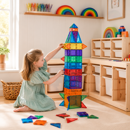 Little Teekie Rainbow Magnetic Building Tiles Set