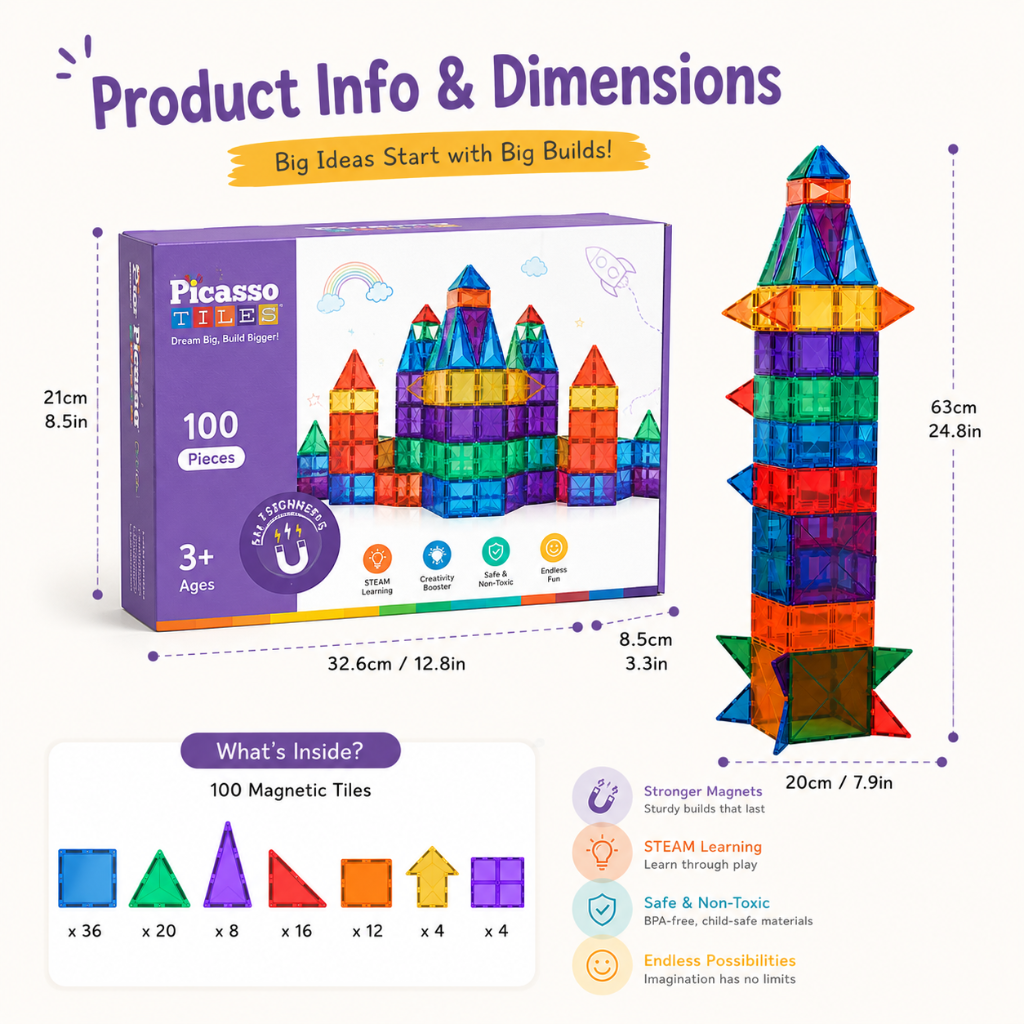 Little Teekie Rainbow Magnetic Building Tiles Set