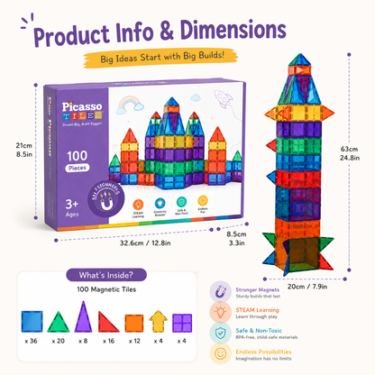 Little Teekie Rainbow Magnetic Building Tiles Set