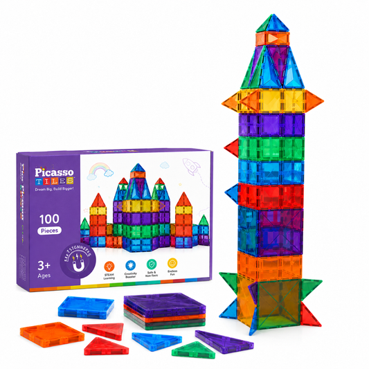Little Teekie Rainbow Magnetic Building Tiles Set