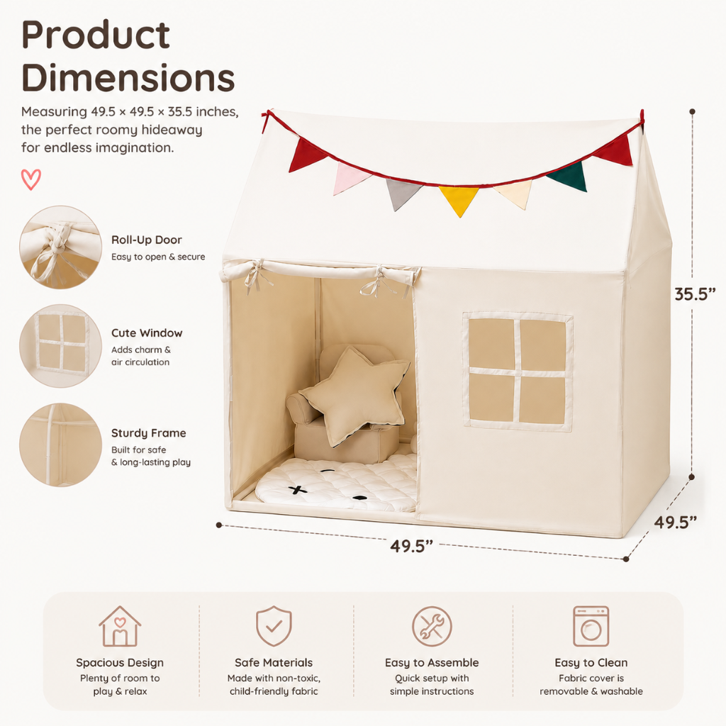 Little Teekie Kids Indoor Playhouse Tent with Pennant Banners