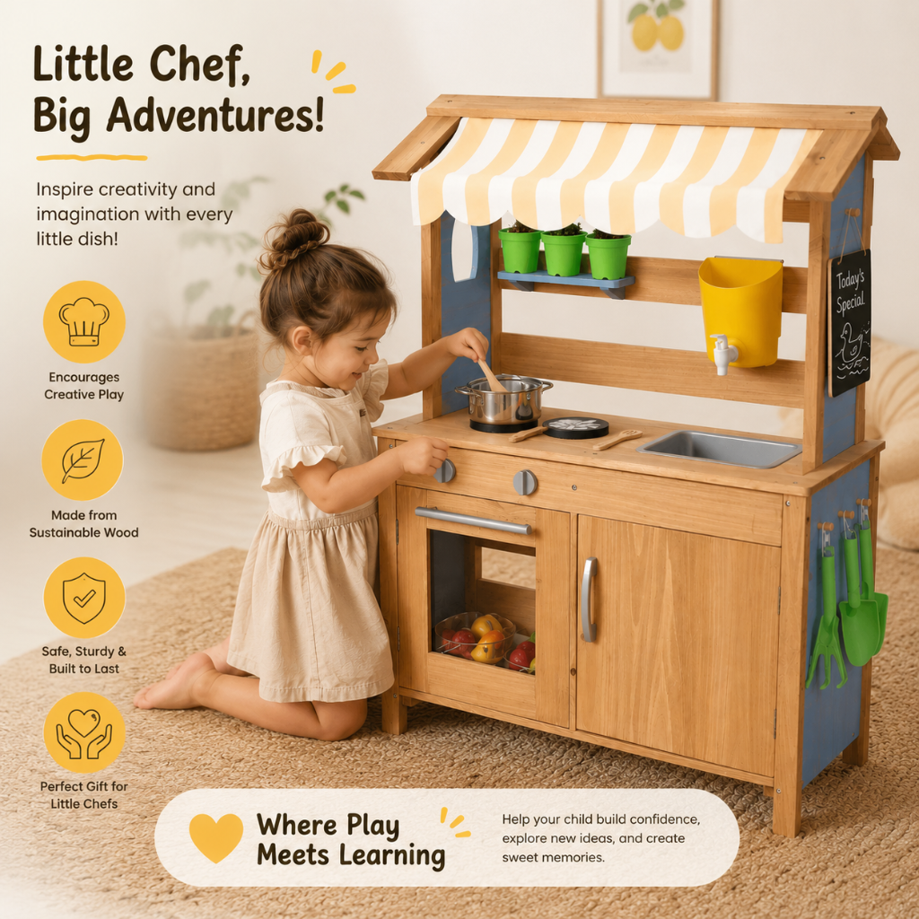 Little Teekie Wooden Outdoor Mud Kitchen Play Set