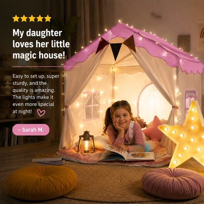 Little Teekie Kids Playhouse Tent with Lights & Padded Mat