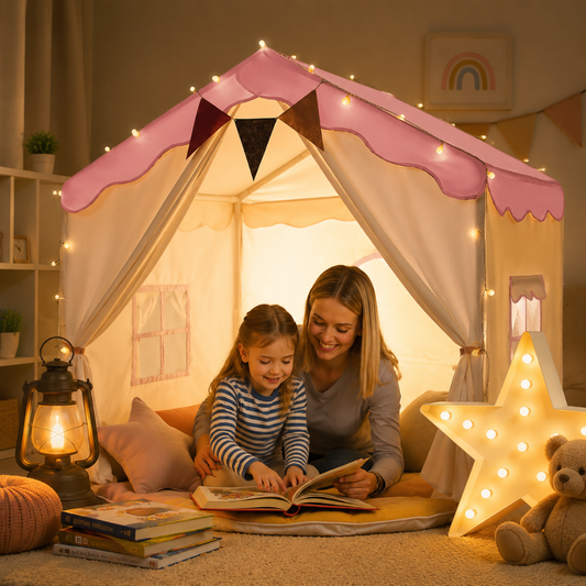 Little Teekie Kids Playhouse Tent with Lights & Padded Mat
