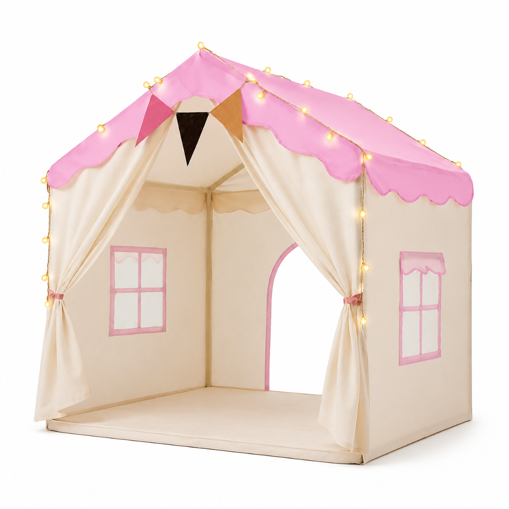 Little Teekie Kids Playhouse Tent with Lights & Padded Mat