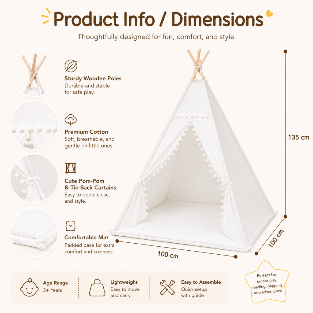 Little Teekie Kids Indoor & Outdoor Teepee Play Tent