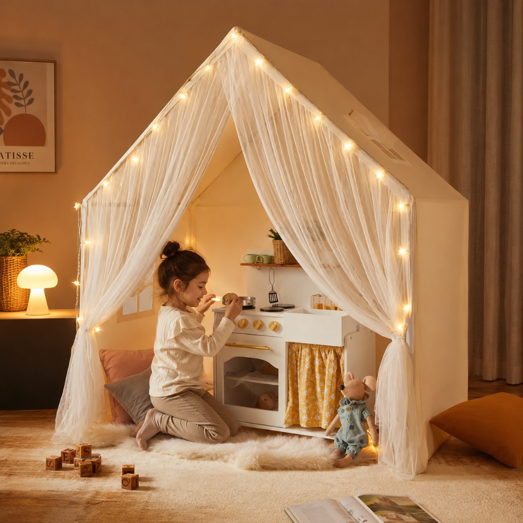 Little Teekie Playhouse Tent & Wooden Kitchen Set