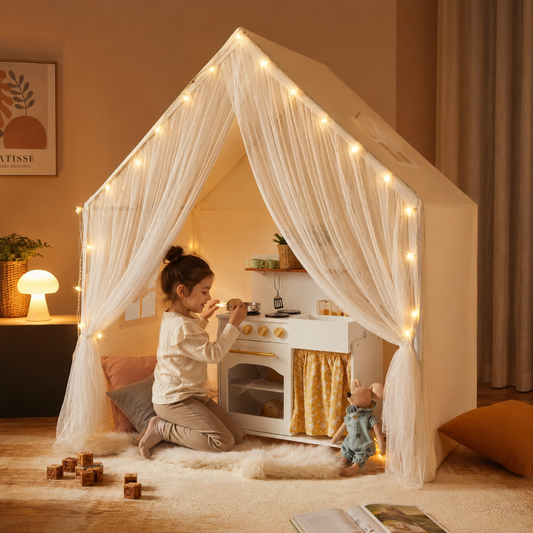 Little Teekie Playhouse Tent & Wooden Kitchen Set