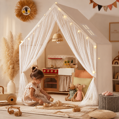 Little Teekie Playhouse Tent & Wooden Kitchen Playset