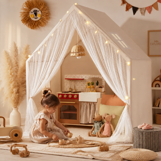 Little Teekie Playhouse Tent & Wooden Kitchen Playset