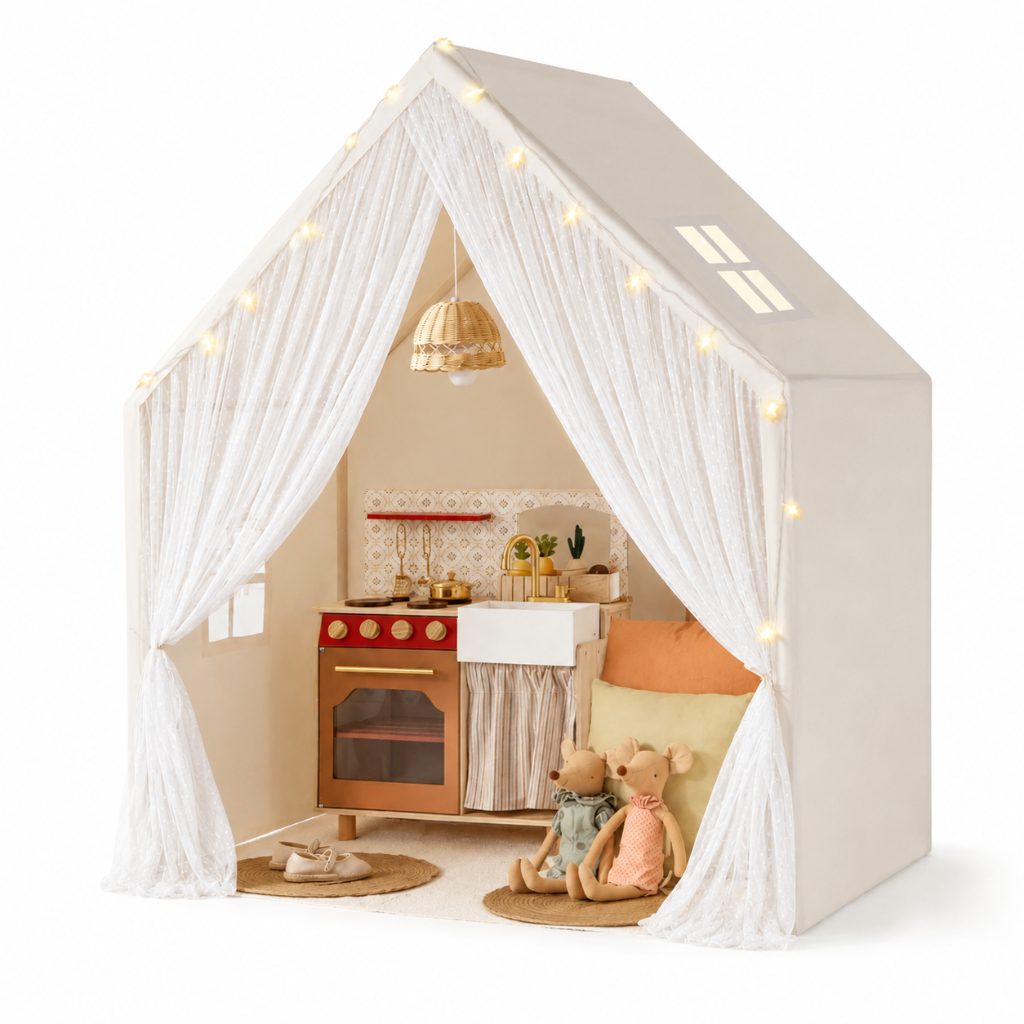 Little Teekie Playhouse Tent & Wooden Kitchen Playset