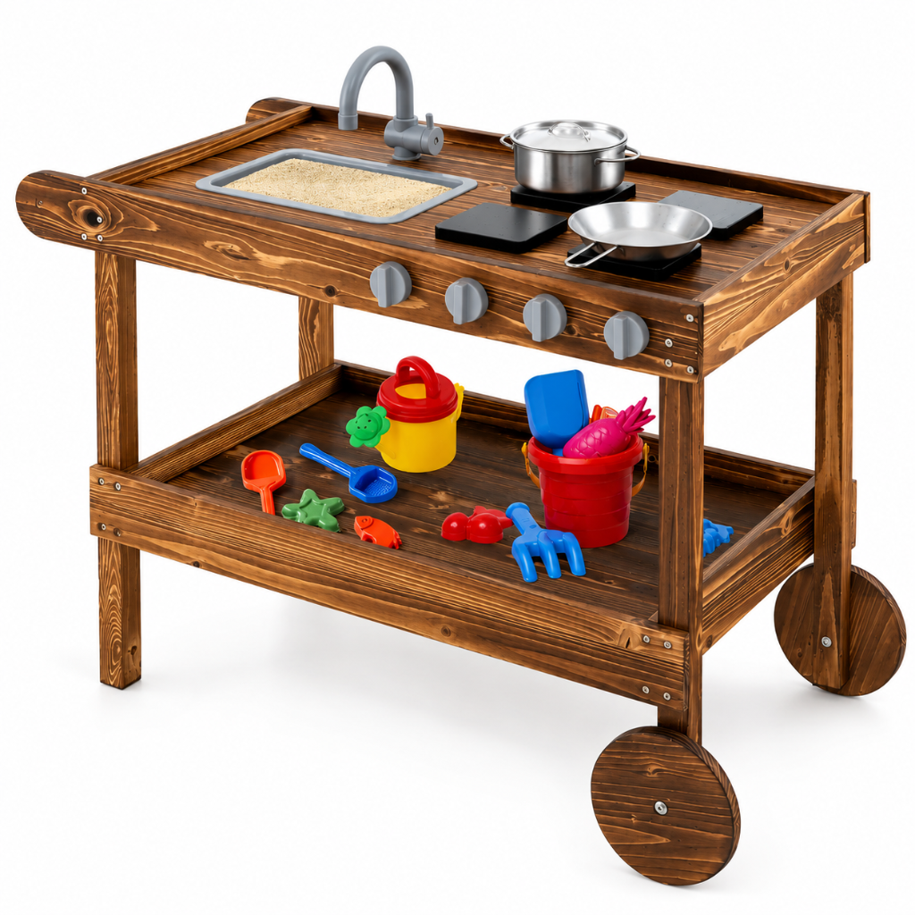 Little Teekie Rolling Outdoor Mud Kitchen Play Set with Sink