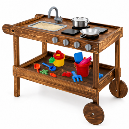 Little Teekie Rolling Outdoor Mud Kitchen Play Set with Sink