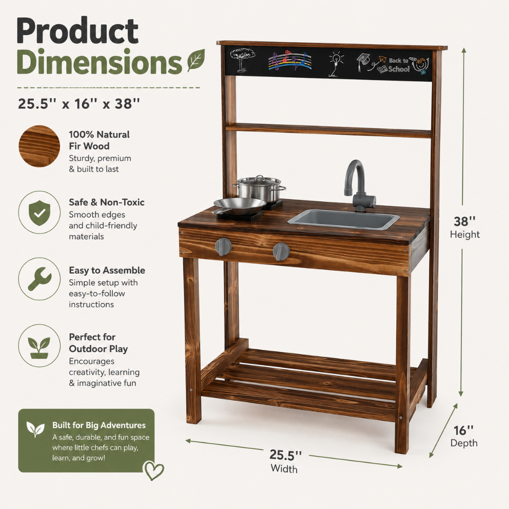 Little Teekie Outdoor Mud Kitchen Play Set with Sink & Blackboard