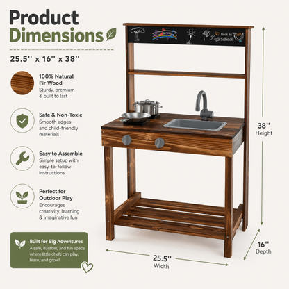 Little Teekie Outdoor Mud Kitchen Play Set with Sink & Blackboard