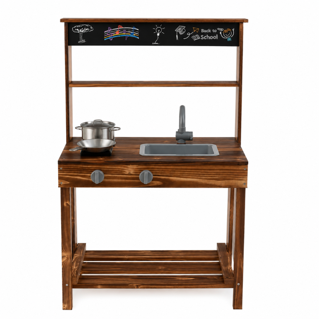 Little Teekie Outdoor Mud Kitchen Play Set with Sink & Blackboard