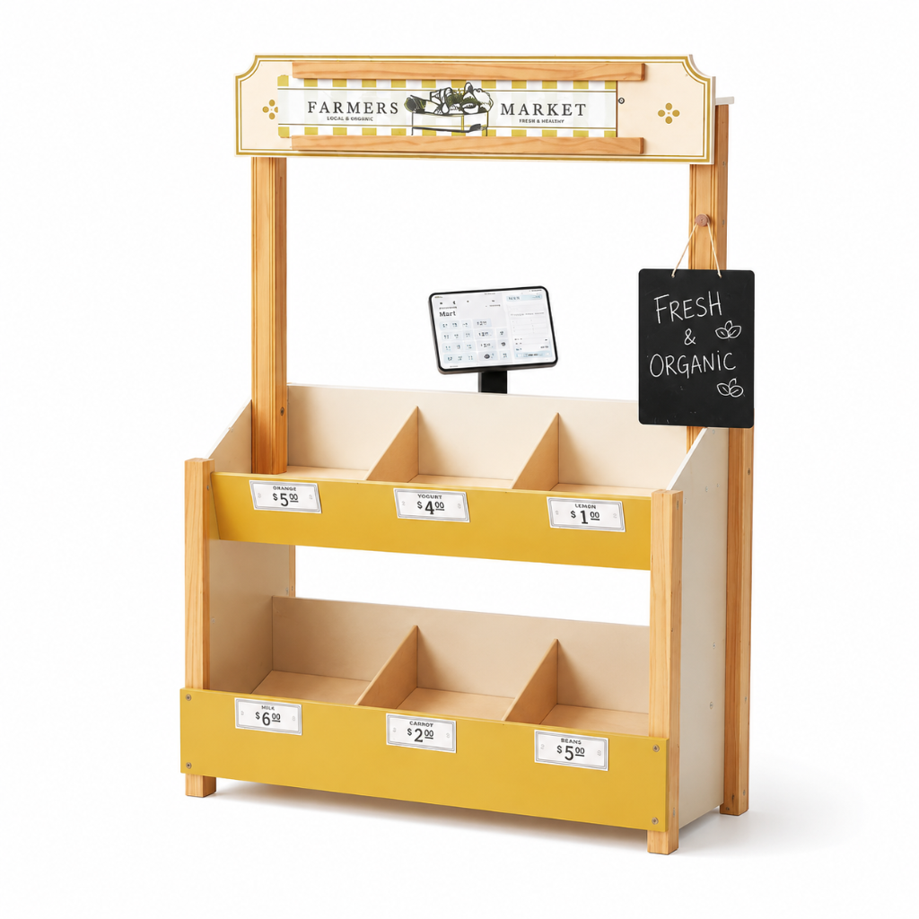 Little Teekie Wooden Farmers Market Play Stand Set