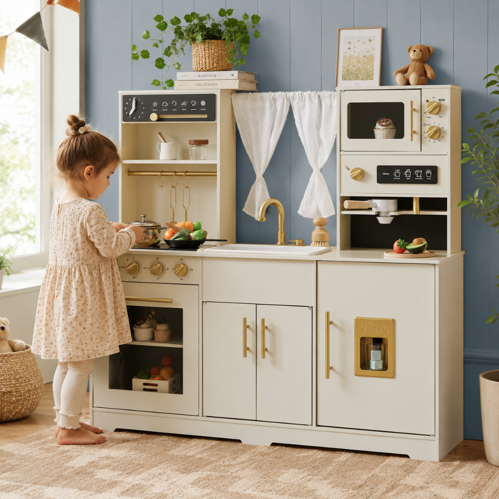 Little Teekie Wooden Kids Play Kitchen with Sink