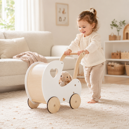 Little Teekie Wooden Baby Walker Doll Pram