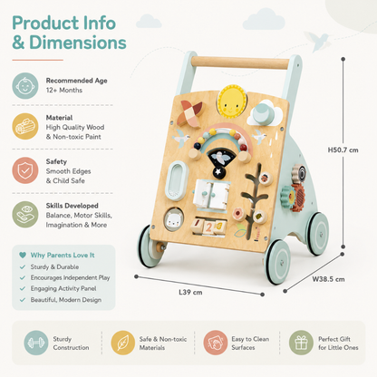 Little Teekie Wooden Baby Activity Walker