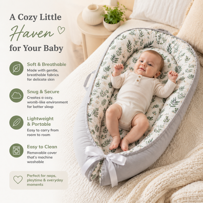 Little Teekie Leaf Print Baby Nest Lounger