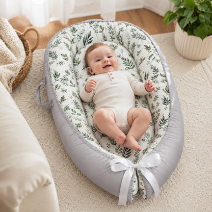 Little Teekie Leaf Print Baby Nest Lounger