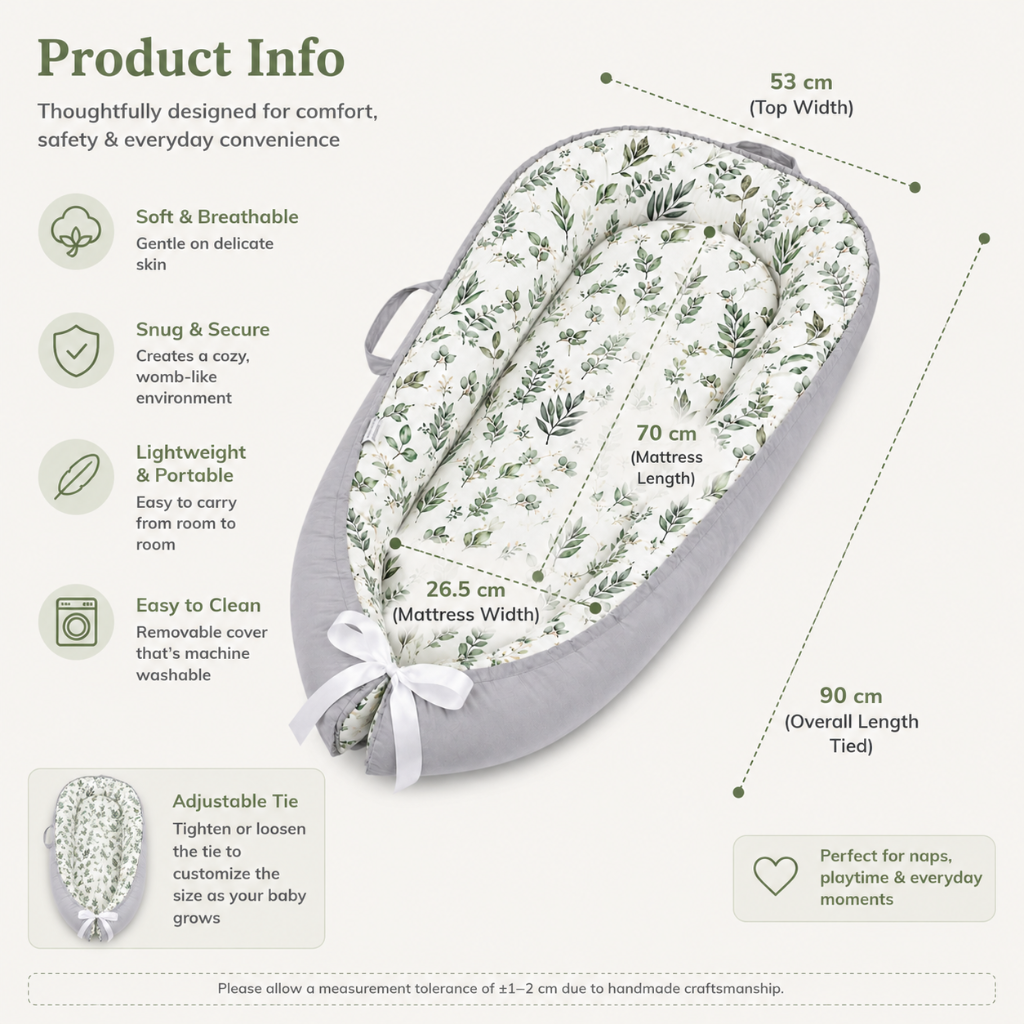 Little Teekie Leaf Print Baby Nest Lounger
