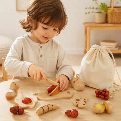 Little Teekie Wooden Cut & Play Food Set