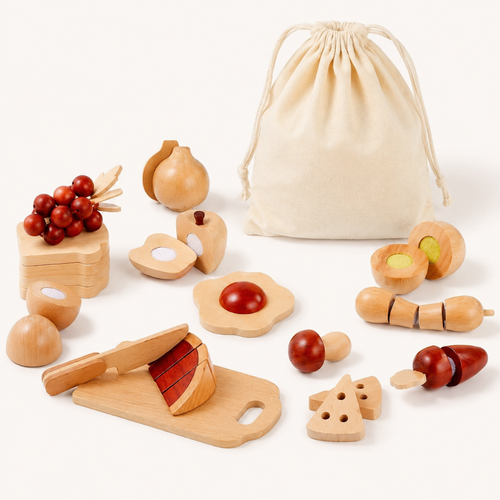 Little Teekie Wooden Cut & Play Food Set