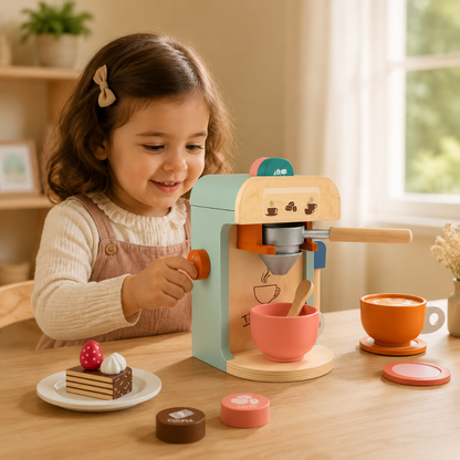 Little Teekie Wooden Kids Coffee Maker Play Set