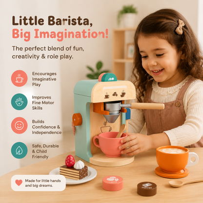Little Teekie Wooden Kids Coffee Maker Play Set