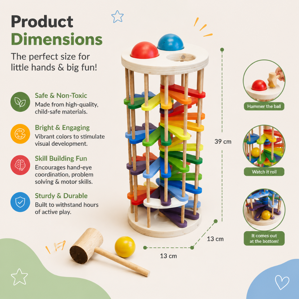 Little Teekie Wooden Pound & Ball Drop Tower