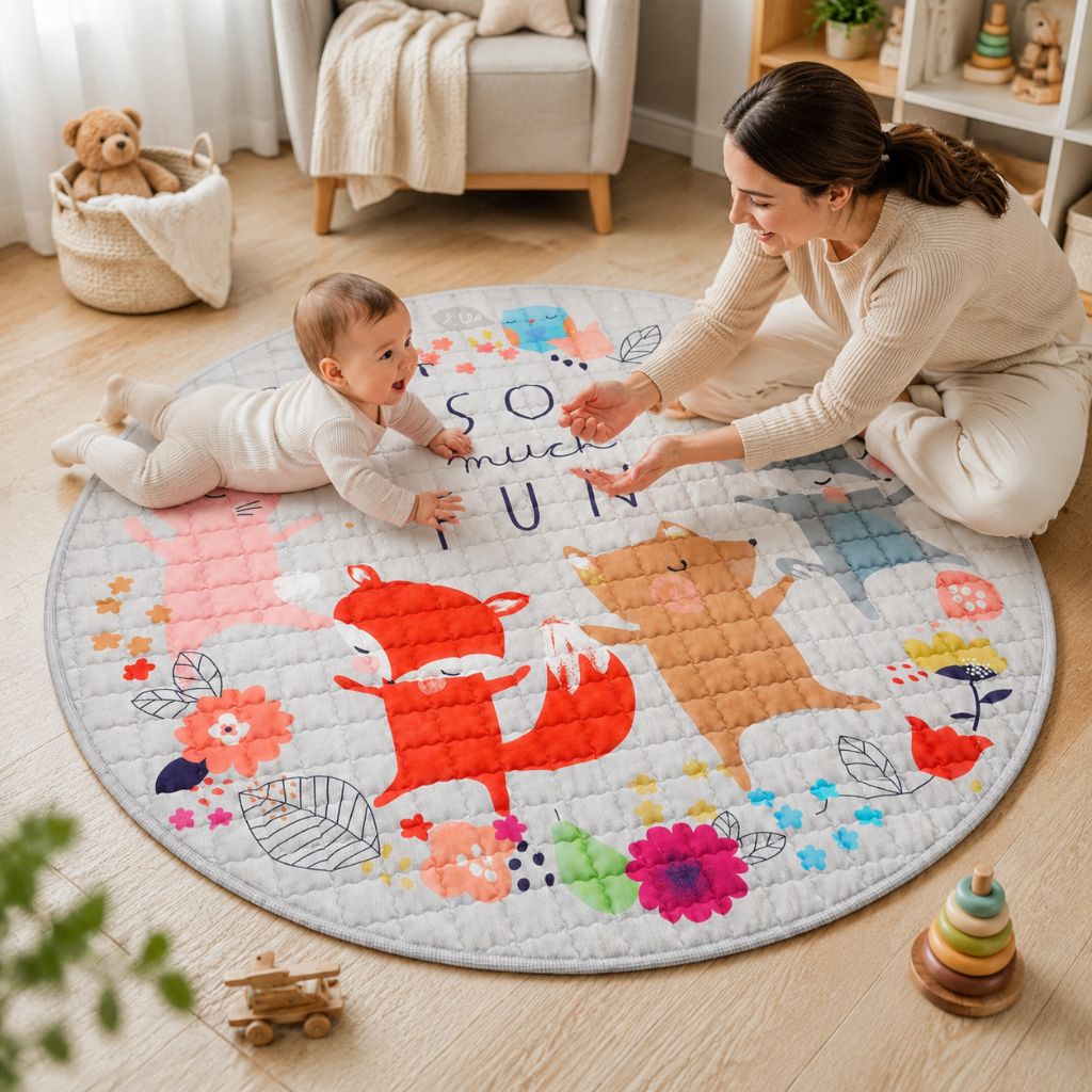 Little Teekie Animal Print Quilted Baby Play Mat