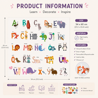 Little Teekie Animal Alphabet Wall Stickers