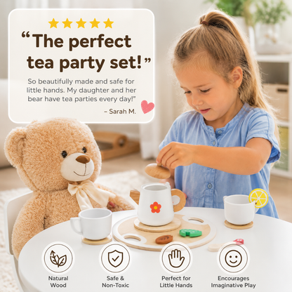 Little Teekie Wooden Tea Party Pretend Play Set