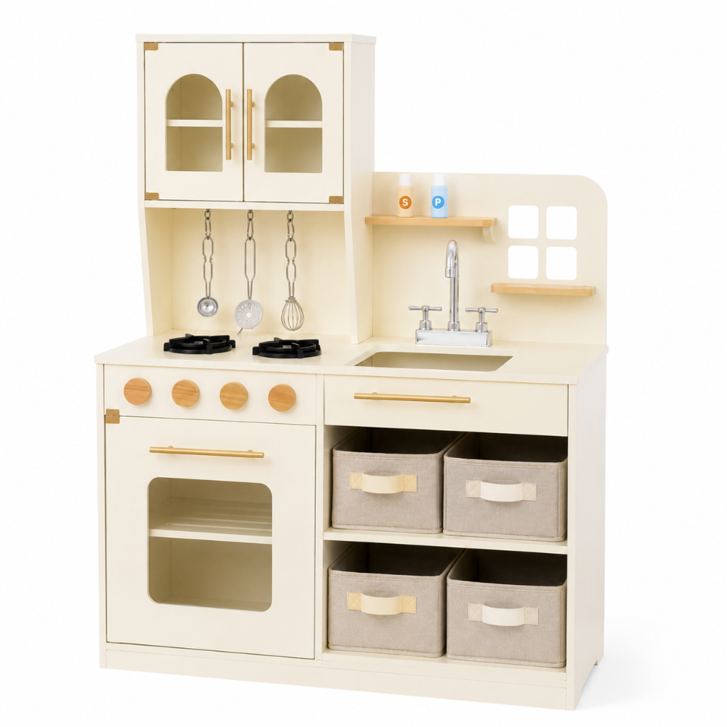 Montessori Wooden Play Kitchen with Storage