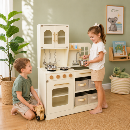 Montessori Wooden Play Kitchen with Storage