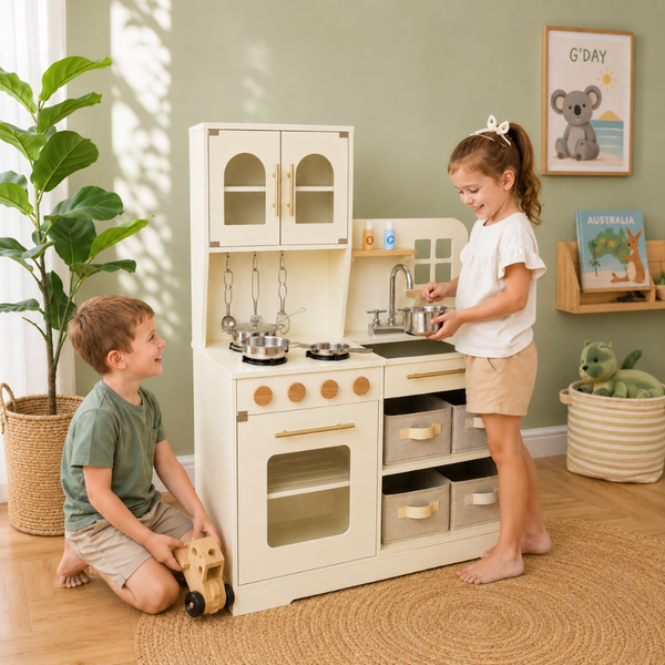 Montessori Wooden Play Kitchen with Storage