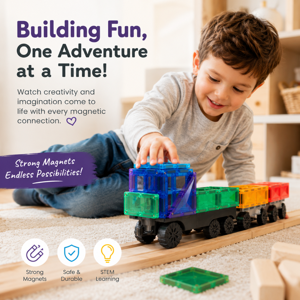 Little Teekie Magnetic Tile Truck Building Set