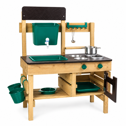 Little Teekie Wooden Outdoor Mud Kitchen Play Set with Sink