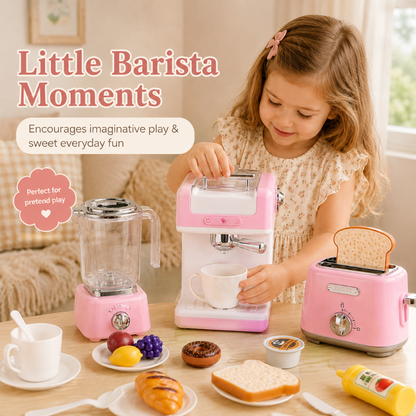 Little Teekie 3-in-1 Kitchen Play Utensils with Coffee Machine, Juicer and Bread Machine
