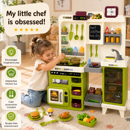 Kids Play Pretend Kitchen Set with Light Sound