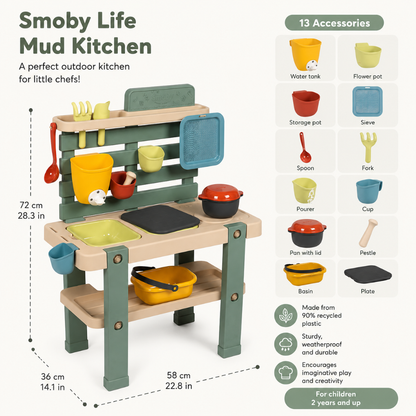 Little Teekie Mud Kitchen Playset with Accessories