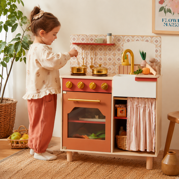 Little Teekie Wooden Play Kitchen Set with Sink and Oven