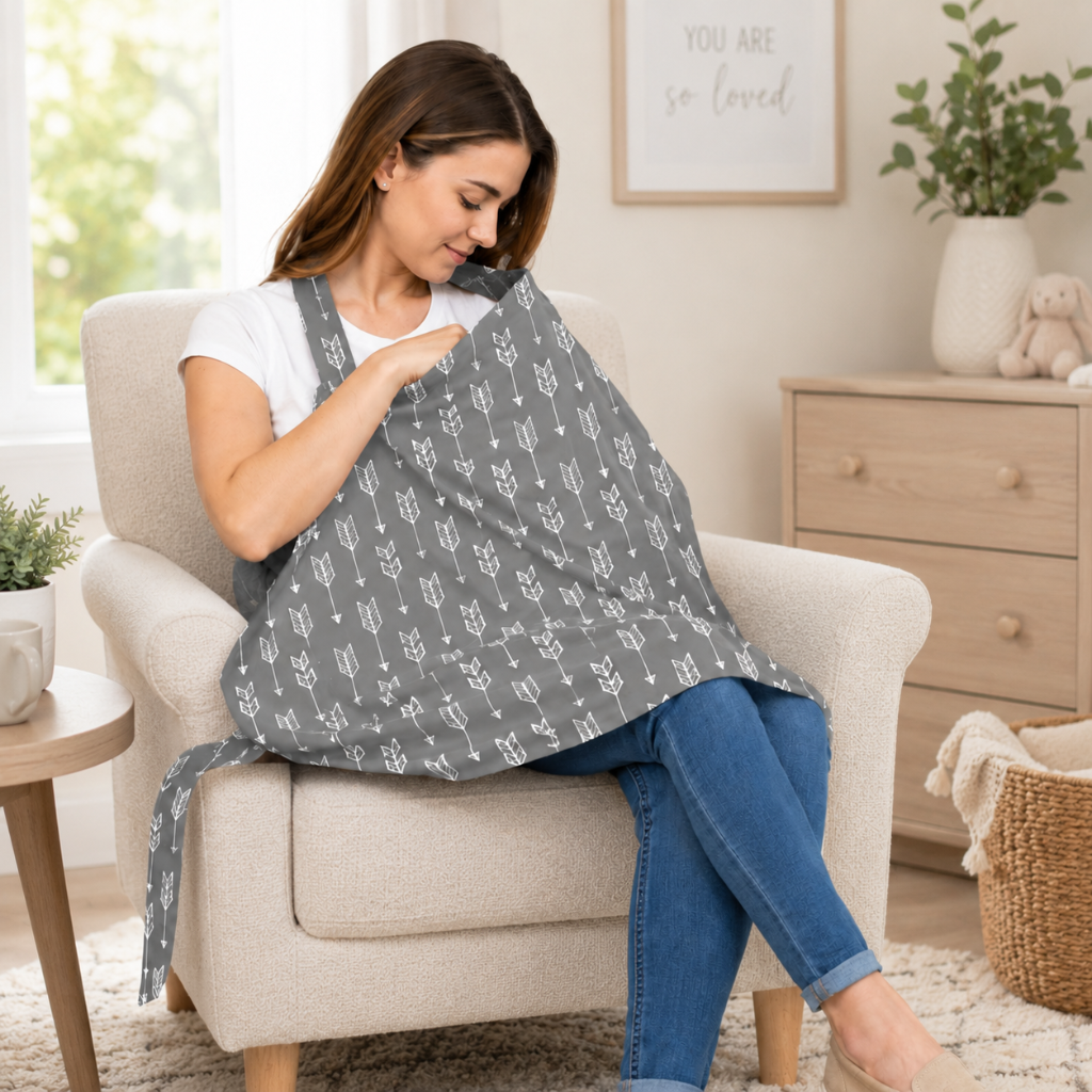 Little Teekie Cotton Nursing Cover with Built-In Burp Cloth