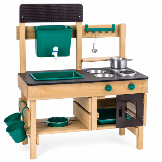 Little Teekie Outdoor Wooden Mud Kitchen Playset with Accessories