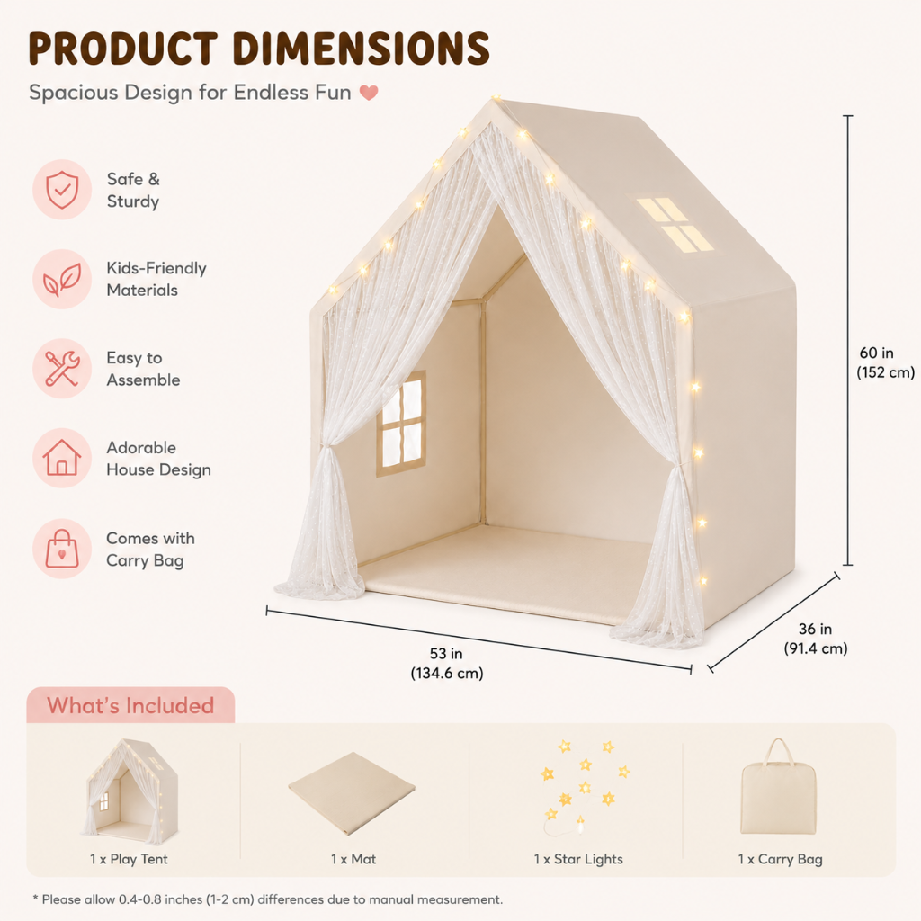 Little Teekie Lace Kids Play Tent with Lights